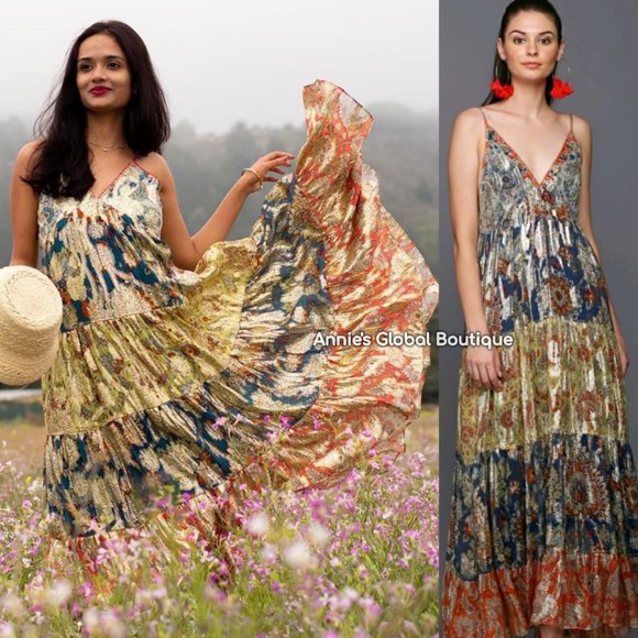 RARE NWT ANTHROPOLOGIE Verb Echo Tiered Maxi Dress - Picture 3 of 16